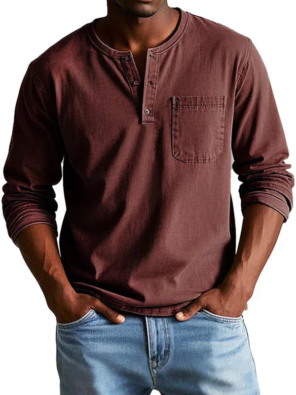 Ben | Herren Langarm Henley-Shirt