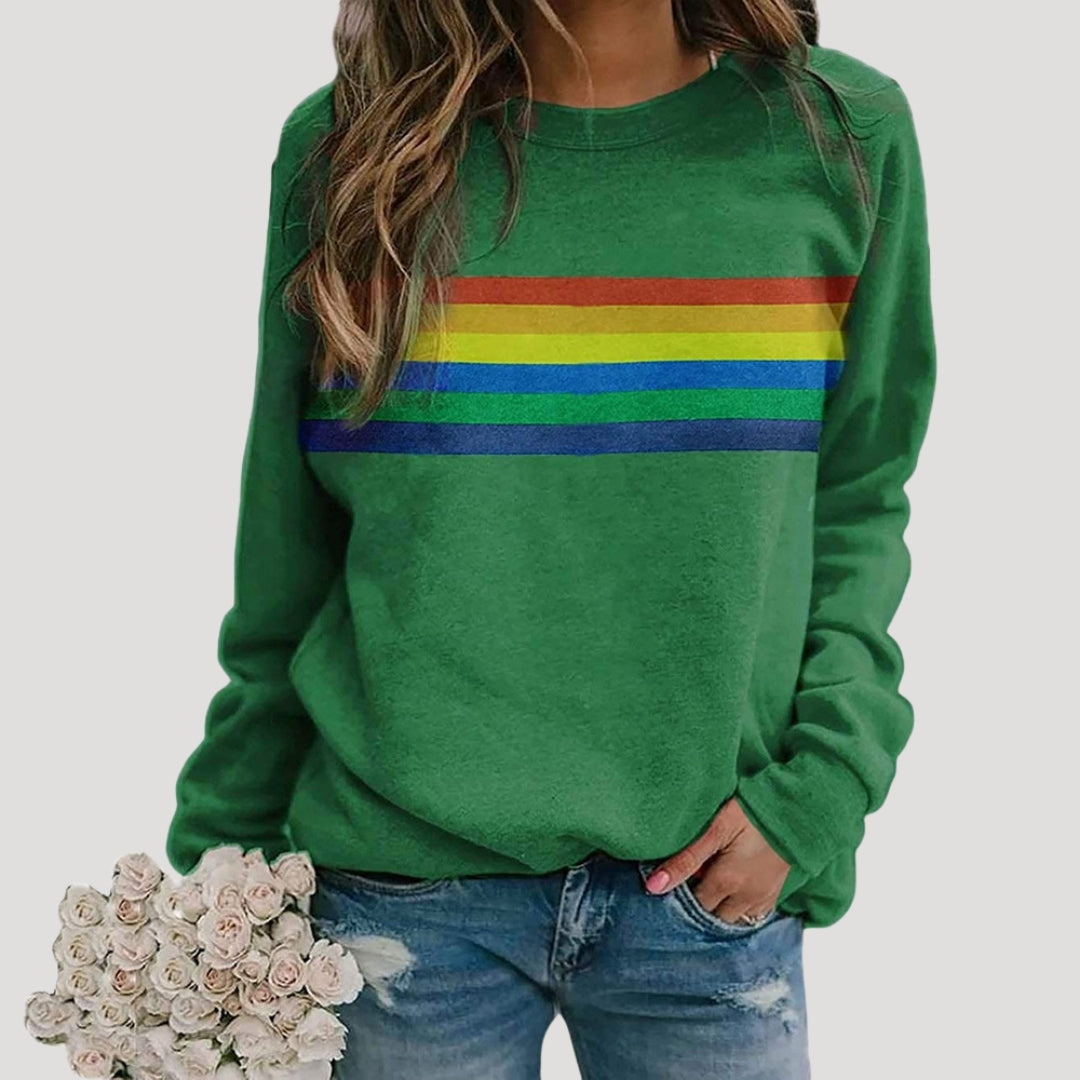 Ashley | Damen Regenbogenstreifen Freizeit-Sweatshirt für den Frühling