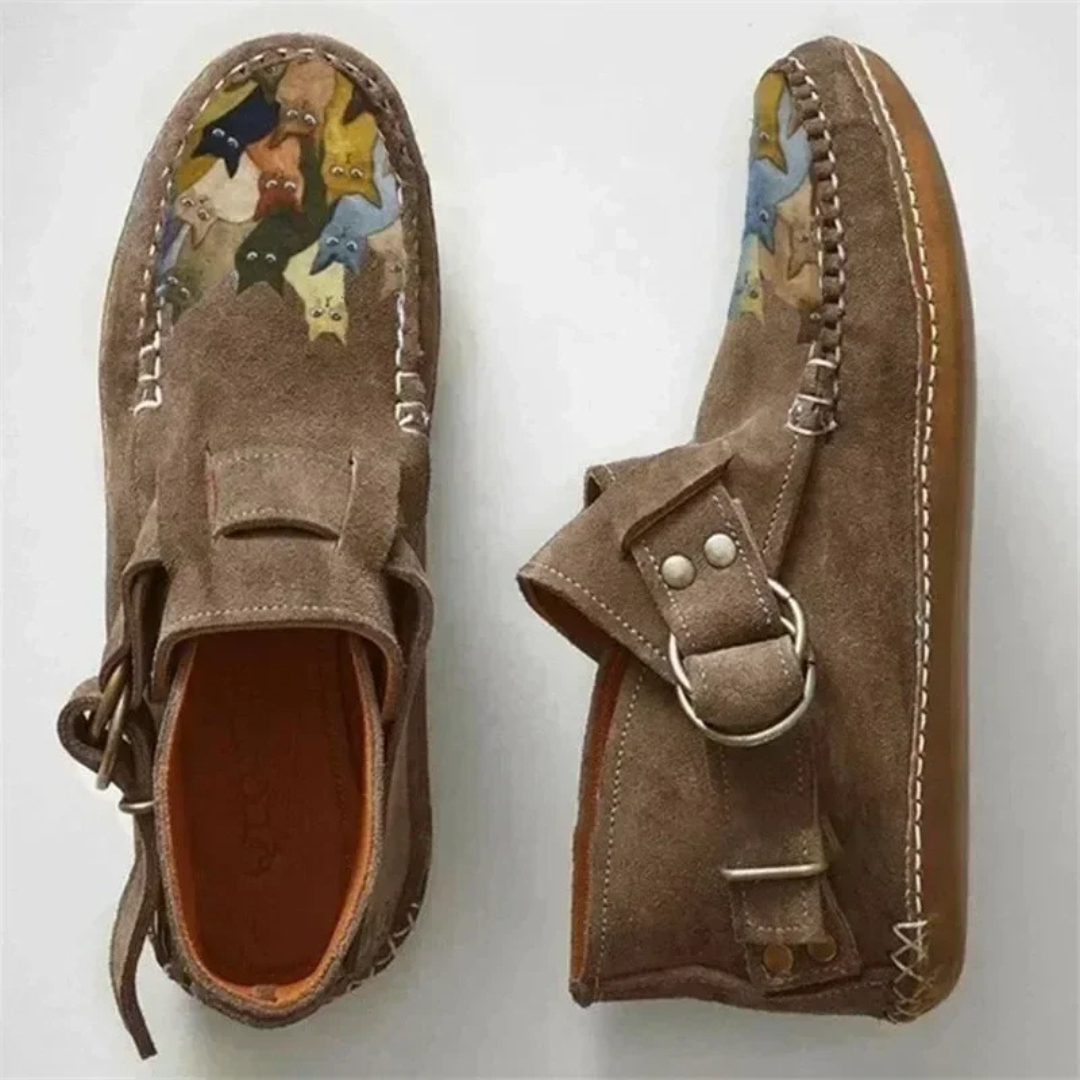 Danielle | Legere Damen-Slipper mit Katzenmuster