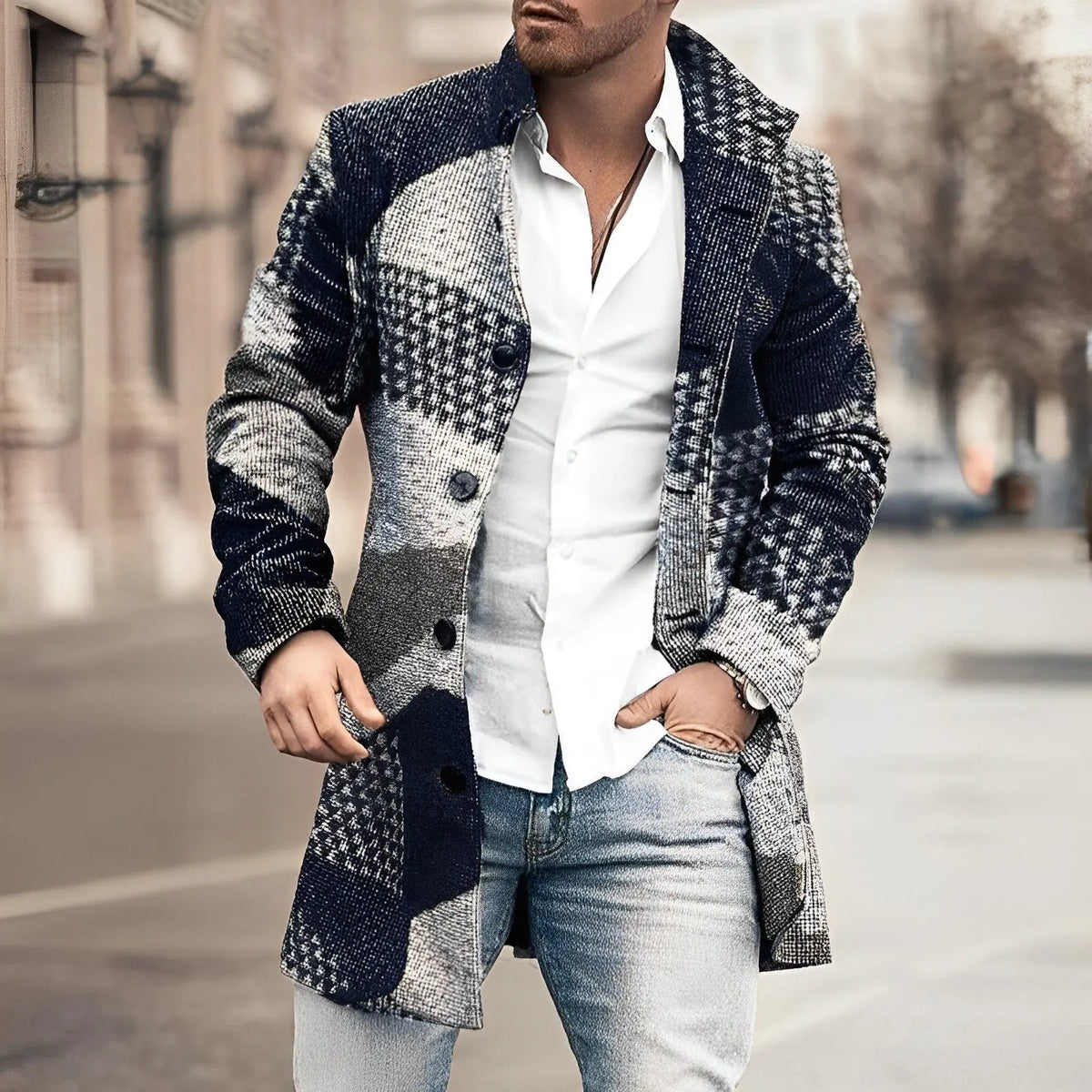 Harry | Stylish Long Button Up Coat for Men Elvorah