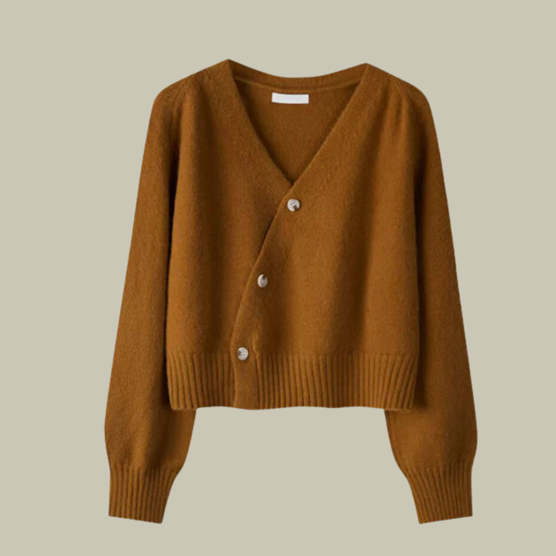 Harper | Damen Pullover aus Merino und Wolle mit Knopfleiste und V-Ausschnitt