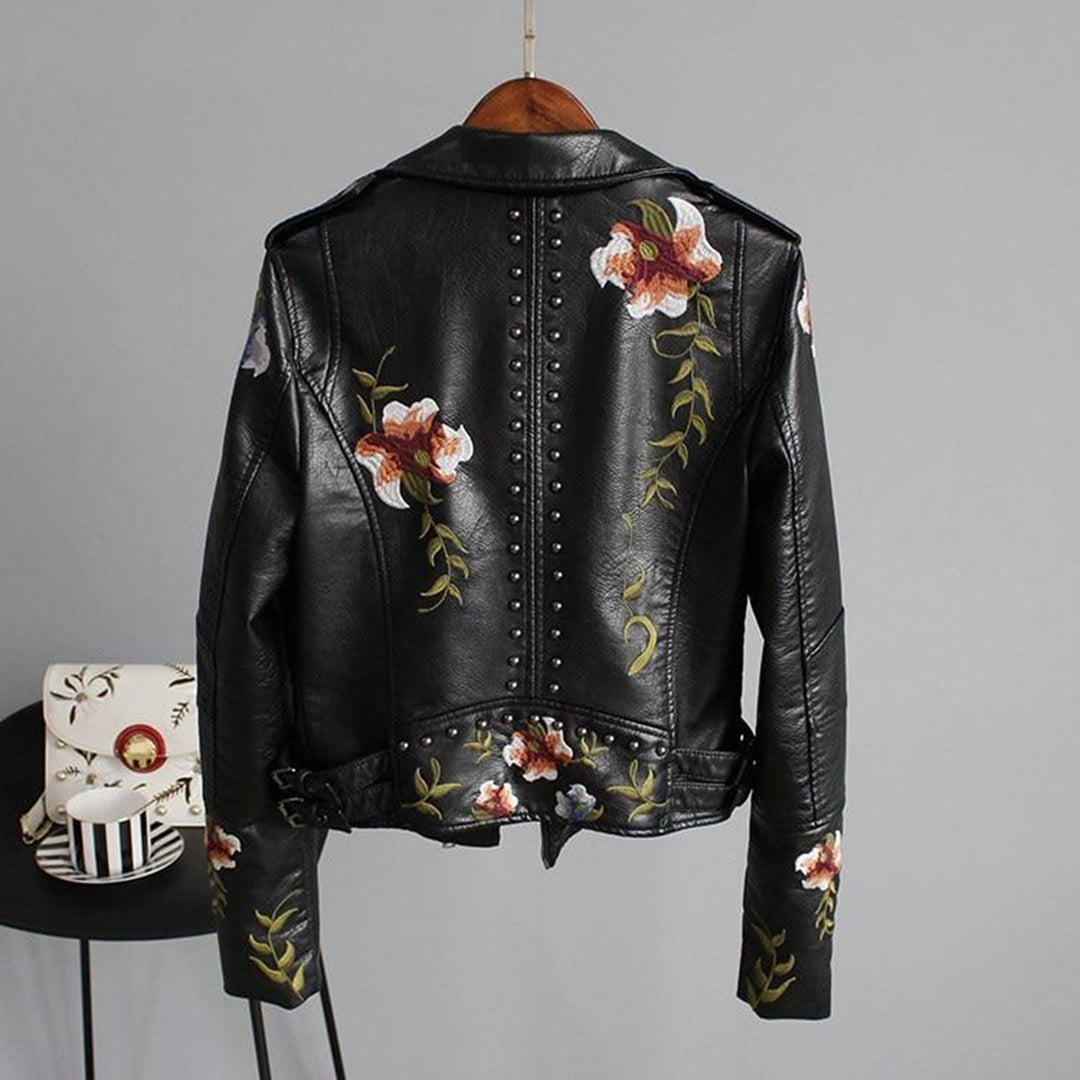Jocelyn | Geblümte Bikerjacke mit Reißverschluss für Damen