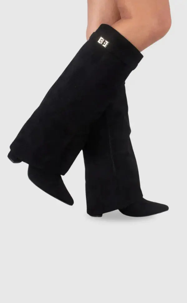 Emily | Women’s Leather Thigh-High Boots with Buckle Elvorah