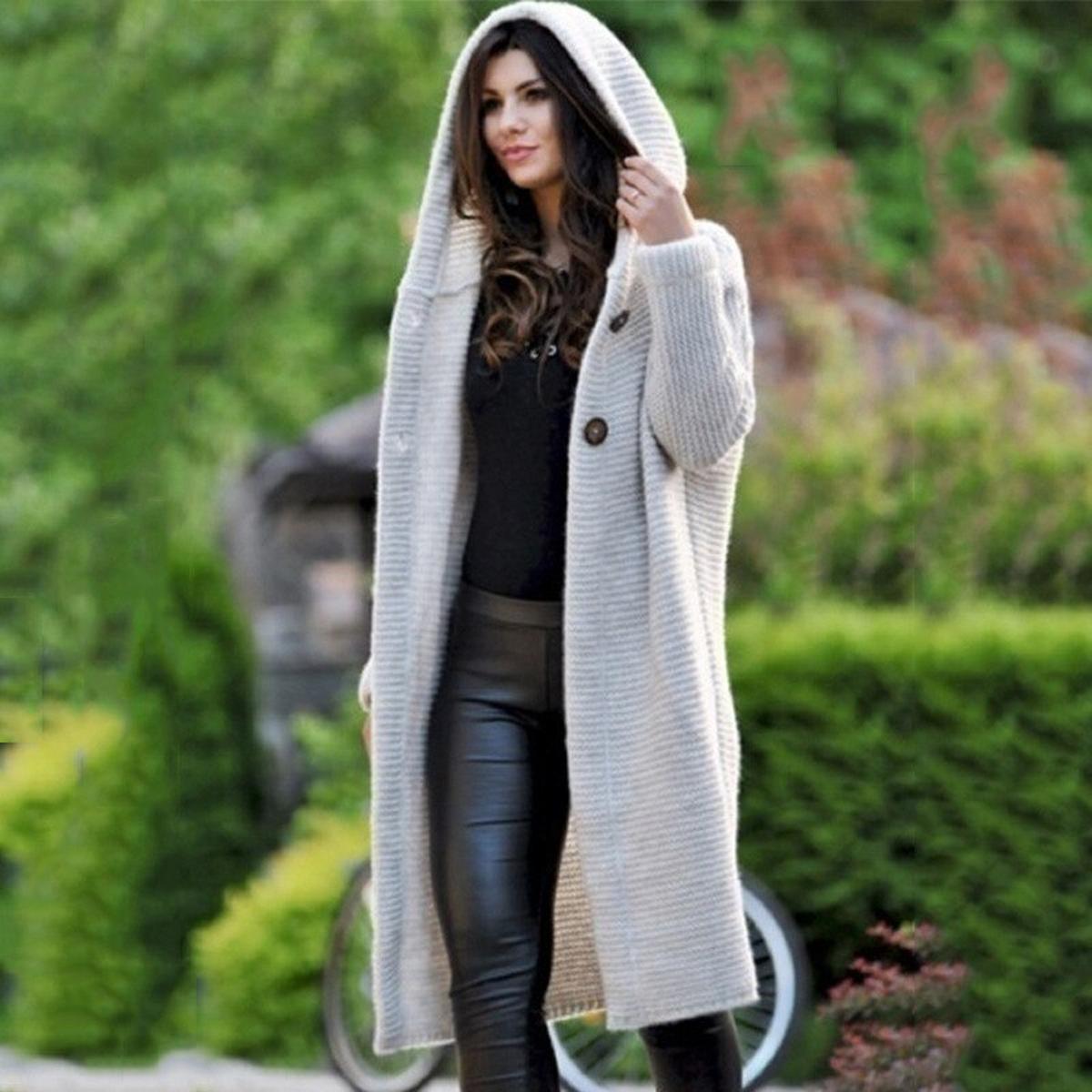 Madison | Damen Kuschelstrick-Maxi-Cardigan mit Kapuze