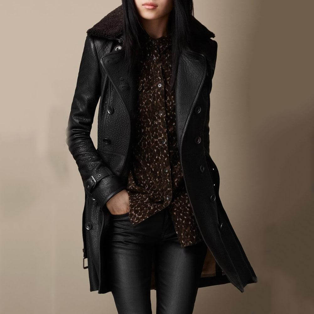 Eva | Damen zweireihiger, taillierter Longline-Mantel