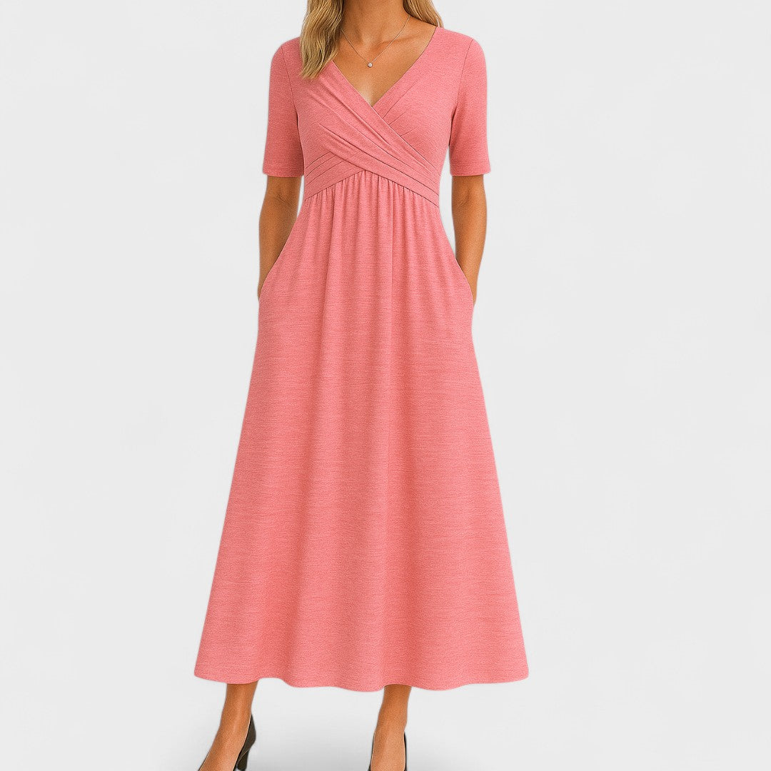 Jessica | Schickes Damen-Midikleid mit V-Ausschnitt