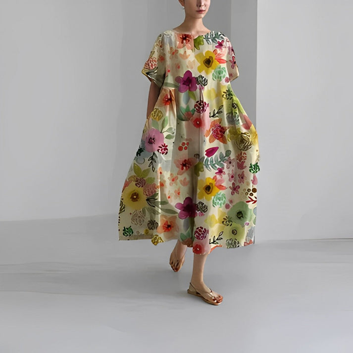 Jacklyn | Damen Midi-Blumenkleid im Relaxed Style