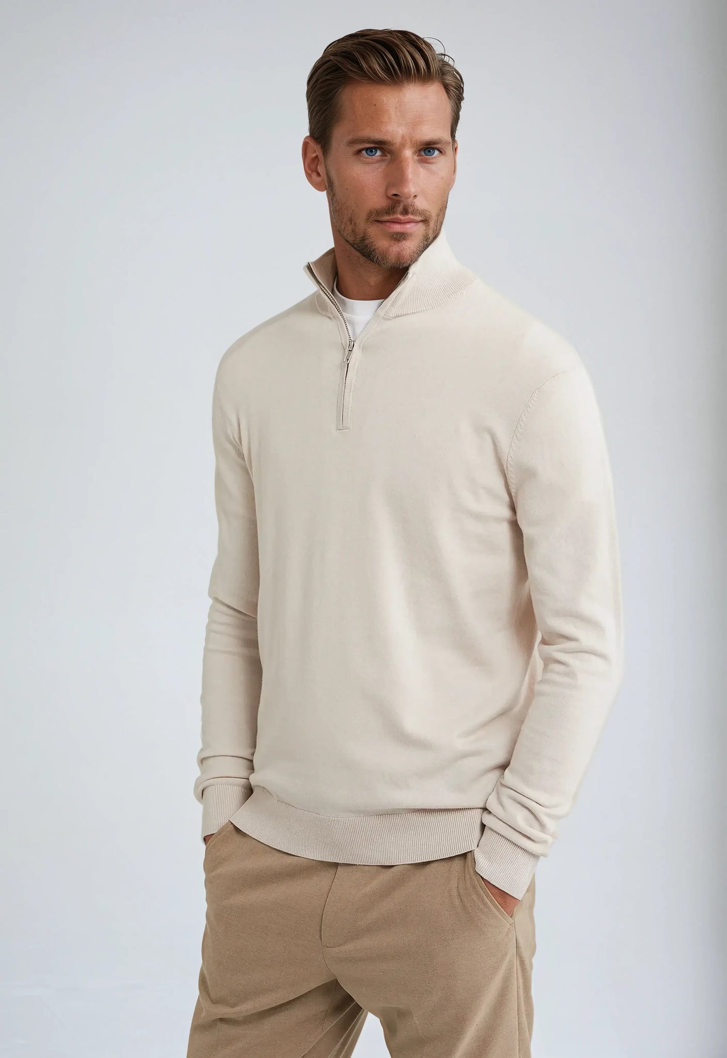 Gavin | Klassischer Herren-Strickpullover mit kurzem Reißverschluss für den Winter