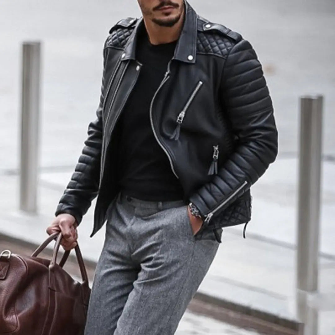 Julian | Men’s Stylish Zip-Up Moto Biker Jacket Elvorah