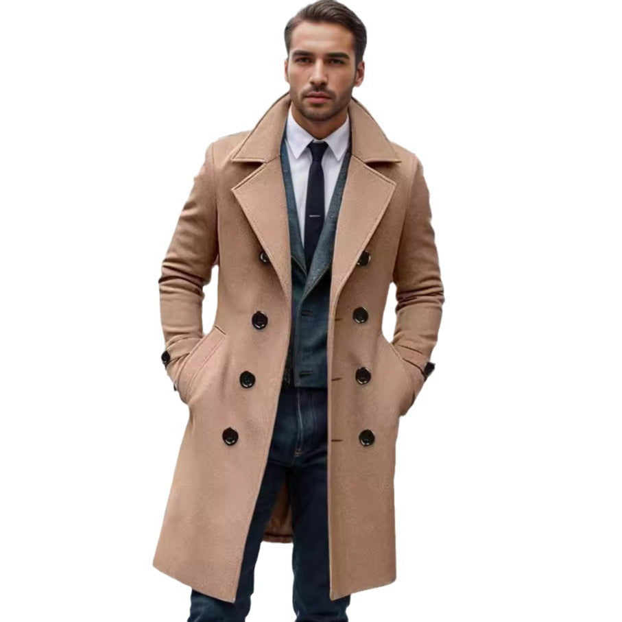 Men's Double-Breasted Trench Coat Notch Collar