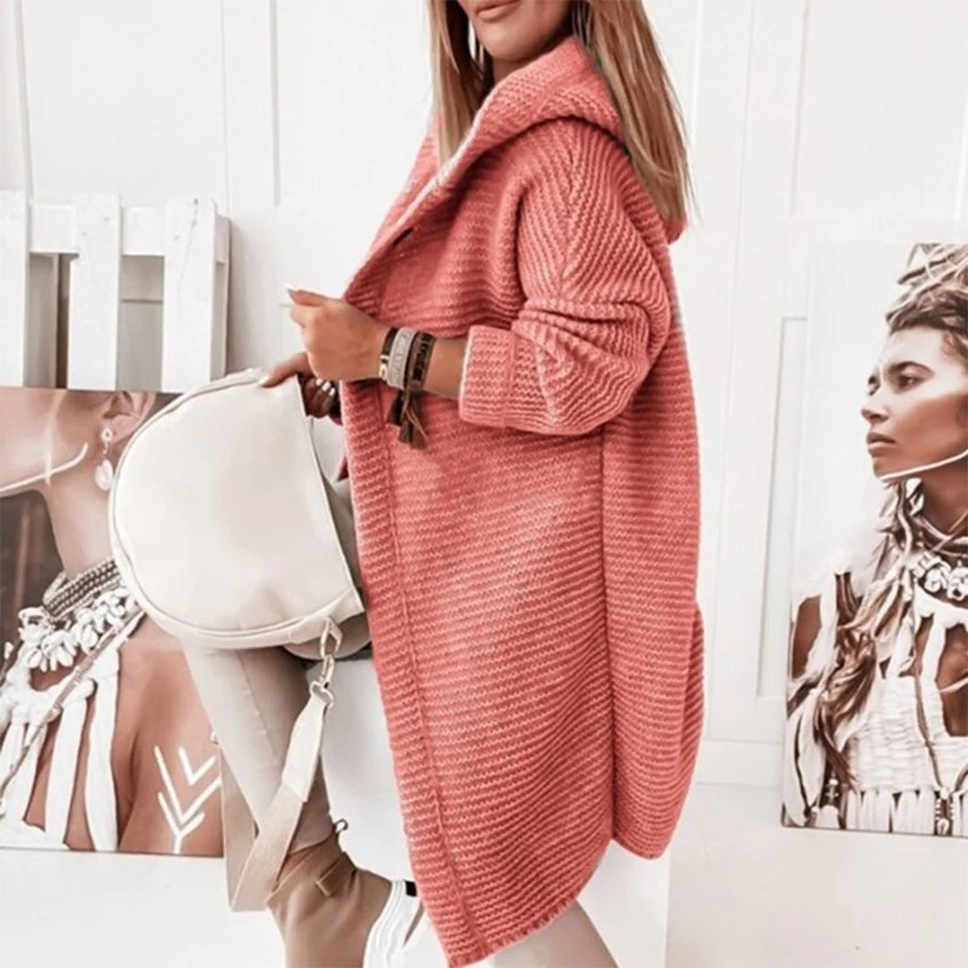 Megan | Damen Kapuzen-Langarm-Winterstrickjacke