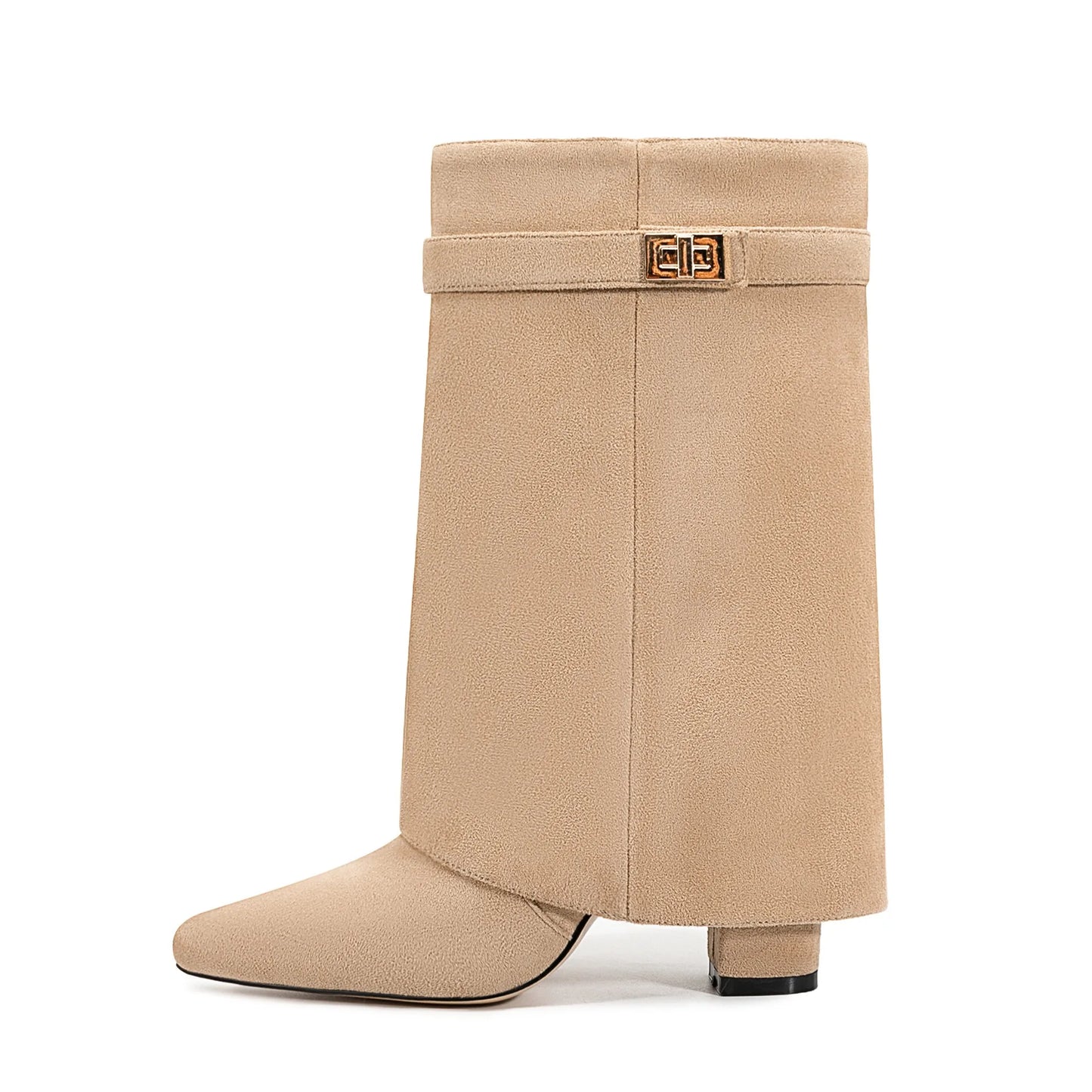 Mia | Damen-Overknee-Stiefel aus Leder mit Schnalle