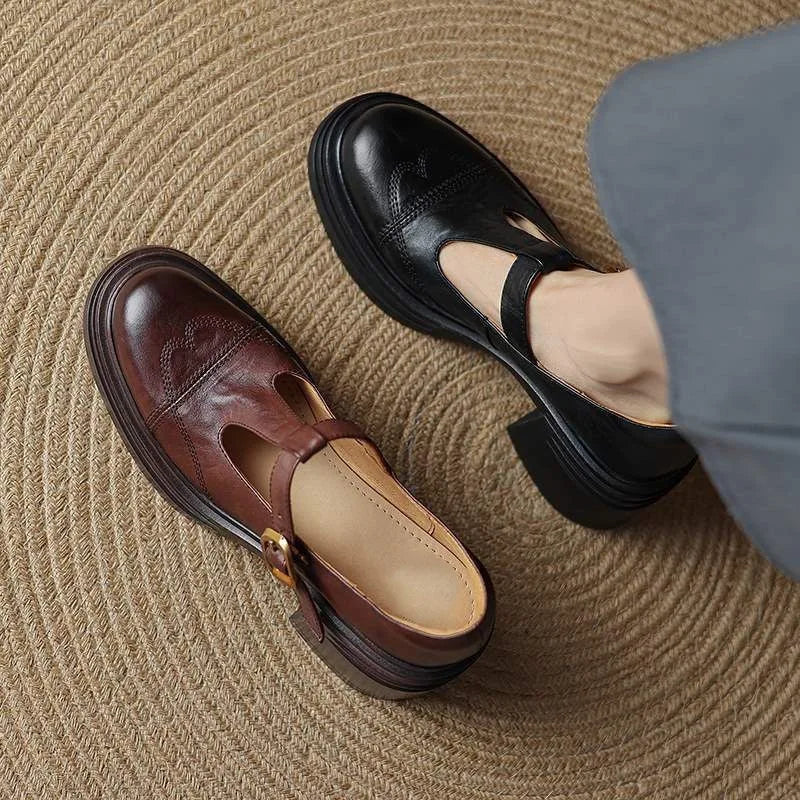 Madison | Klassische Damen T-Spangen-Schuhe aus Leder
