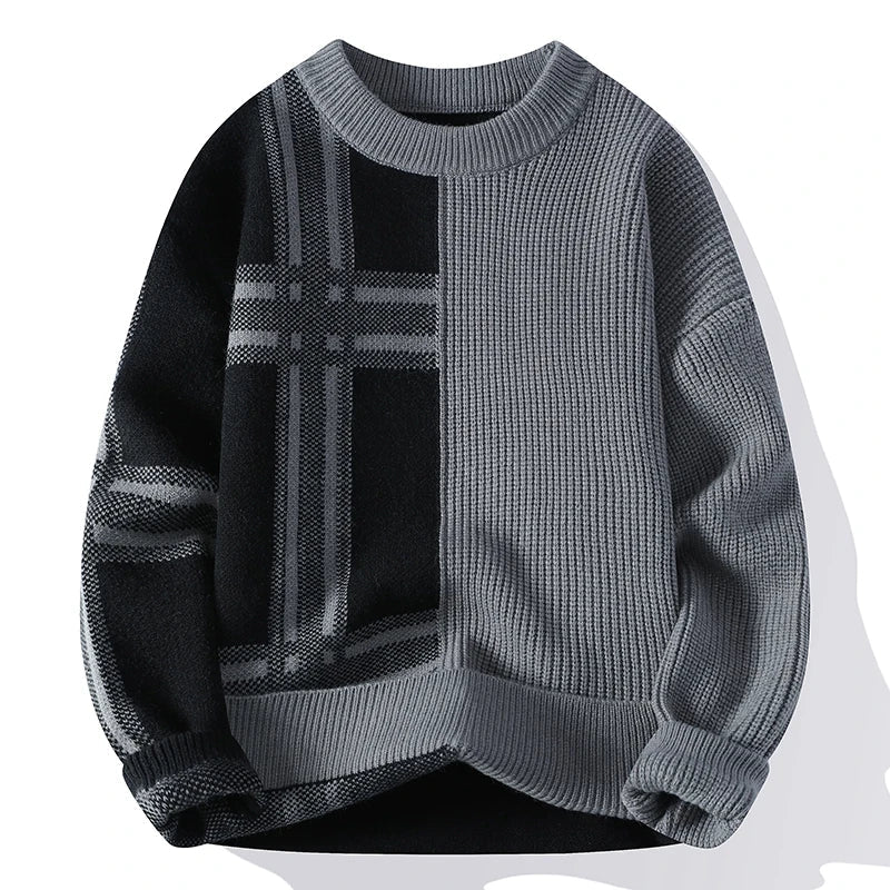 Paul | Herren Winter Colorblock Pullover mit Rundhalsausschnitt