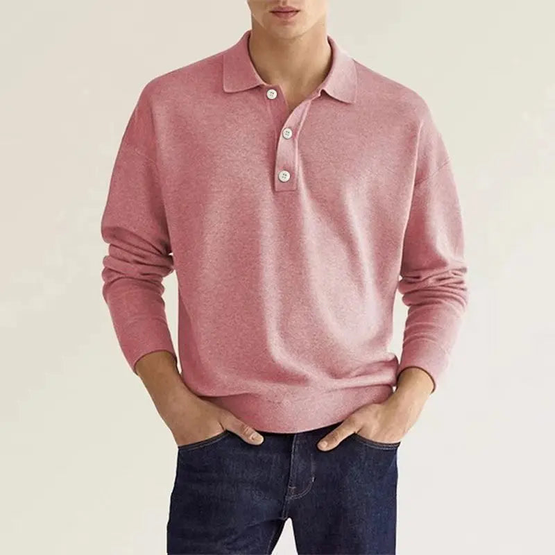 Clyde | Langärmeliges lässiges Strick-Polohemd für Herren