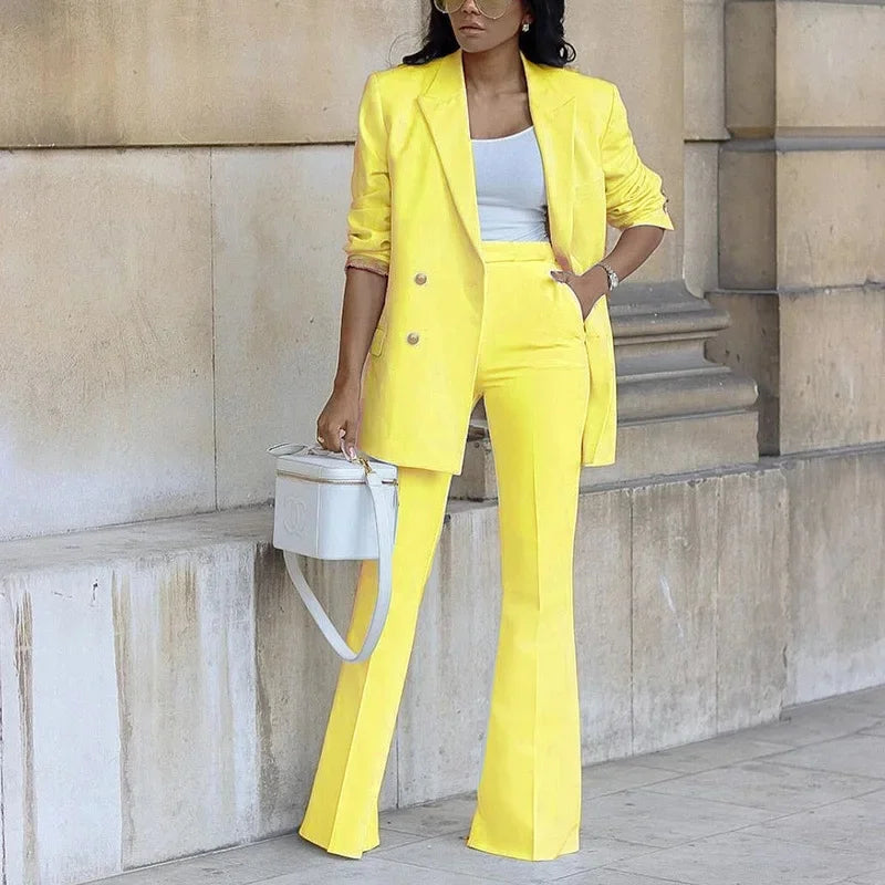 Lauren | Schickes, formelles Hosenanzug-Set mit langem Blazer für Damen