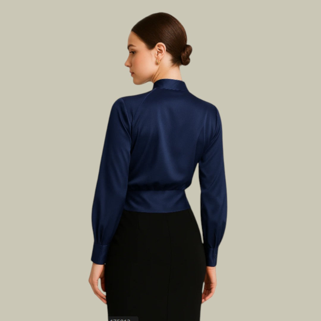Ruby | Satinblusen mit Wickelfront und langen Ärmeln für Damen