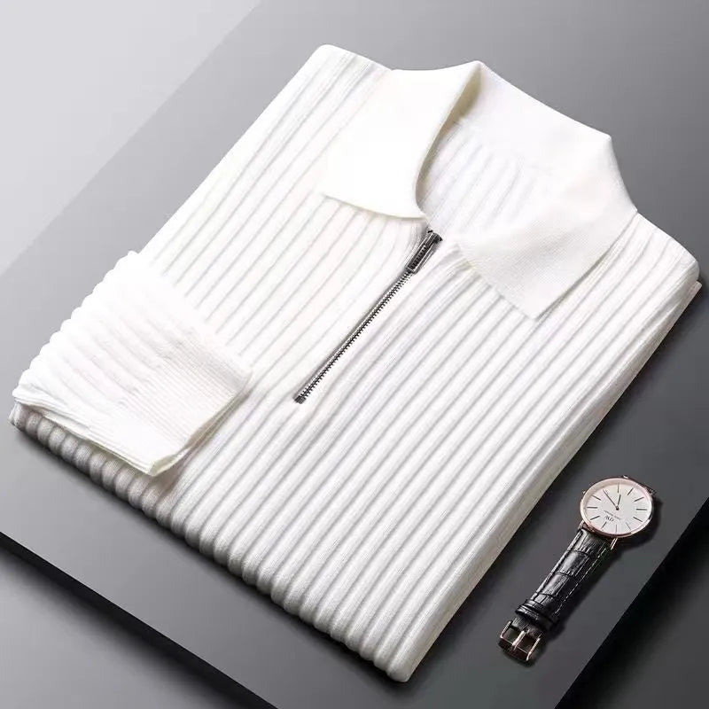 Grant | Stylish Ribbed Sweater for Men with Zip Elvorah