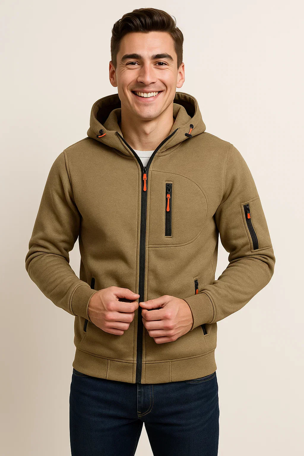 Sean | Herren Freizeit-Kapuzenjacke mit Reißverschluss