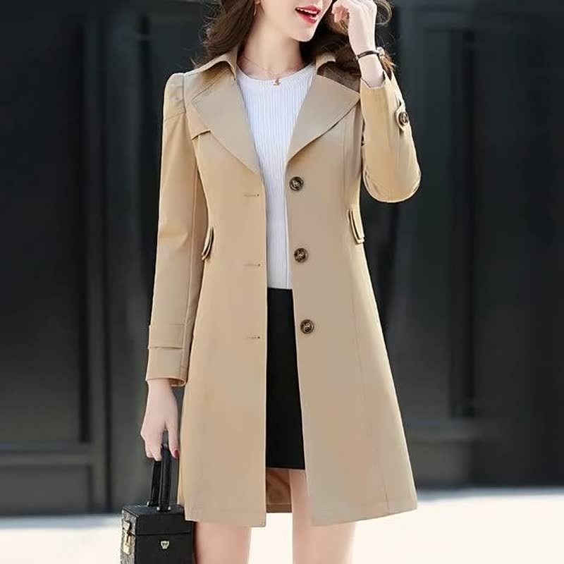 Taylor | Klassischer langer Trenchcoat mit Knopfleiste für Damen