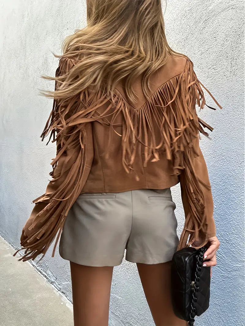 Dawn | Stylische Damen-Kurzjacke mit Fransenbesatz