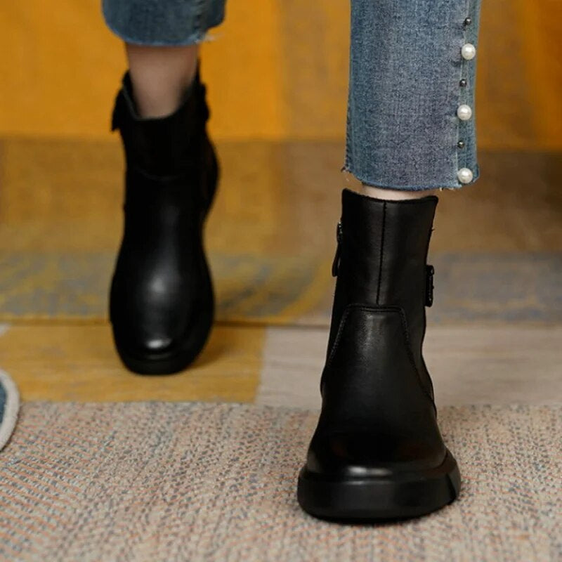 Madison | Damen-Stiefeletten aus Leder mit Schnalle