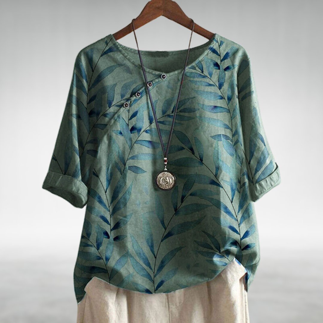 Charlotte | Lässige Bluse mit Blättermuster und Knöpfen für Damen