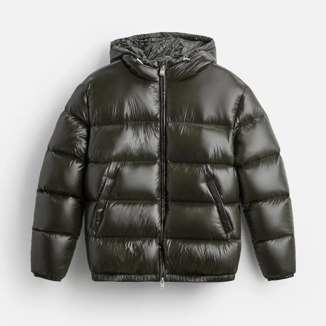 Derek | Herren glänzende Steppjacke mit Kapuze
