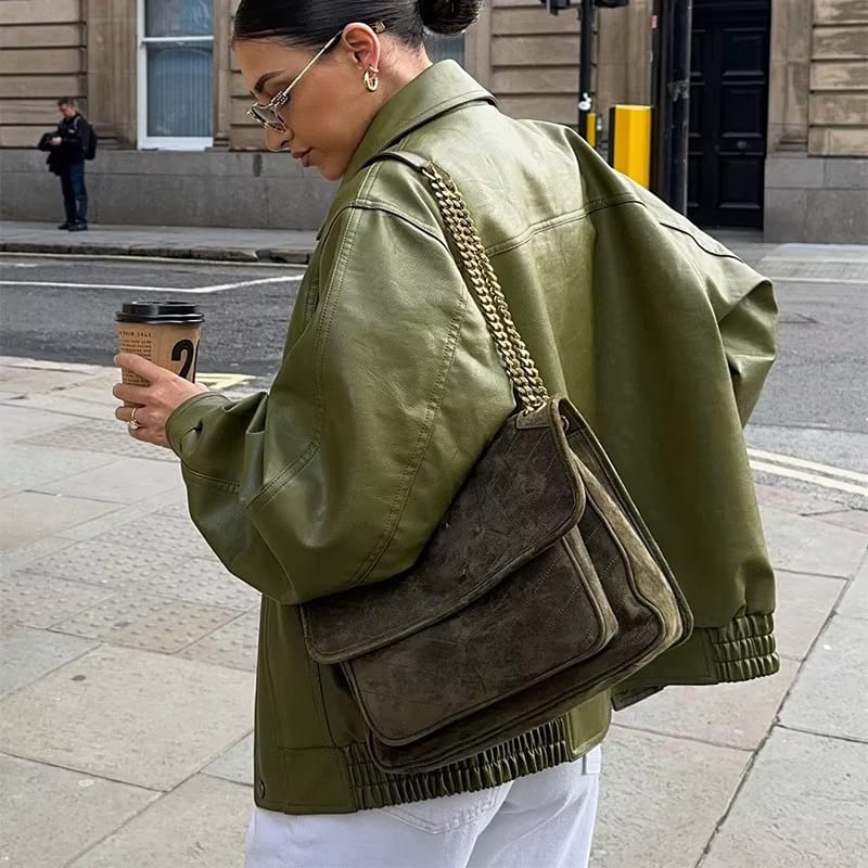 Stella | Oversized Lederbomberjacke für Damen mit Relaxed Fit