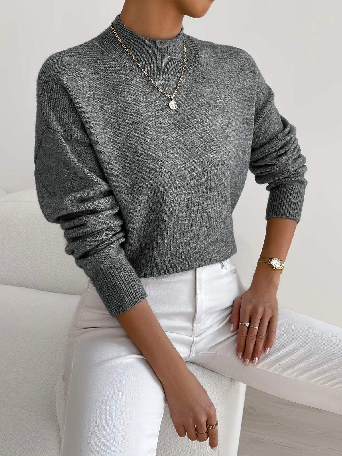 Emma | Women’s Spring Comfortable Mock Neck Sweater Elvorah