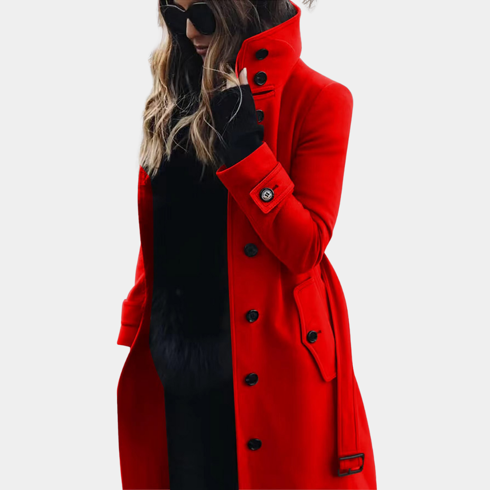 Women's Double-Breasted Trench Coat with Belt