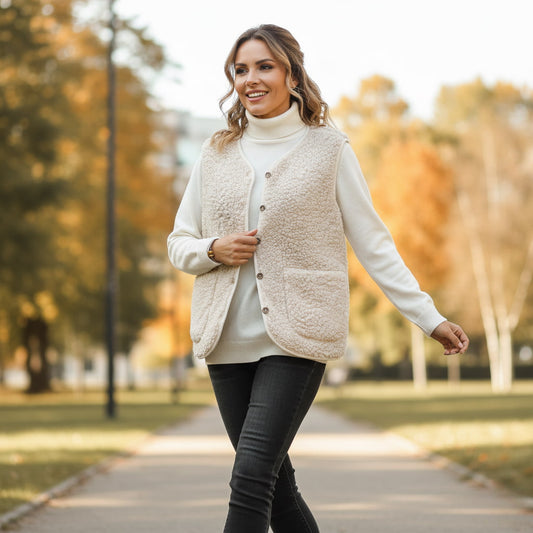Ella | Warme Damen-Sherpa-Weste für den Frühling