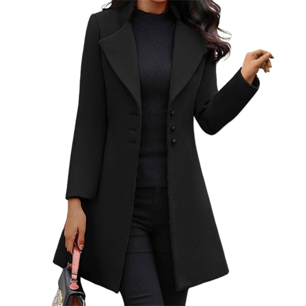 Women's Notched Collar Trench Coat with Button Front