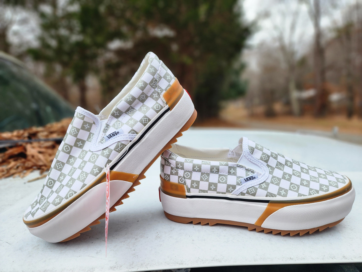 Checkered Platform Skate Sneakers – Retro Streetwear Chunky Shoes