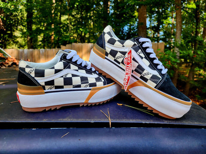 Black & White Checkerboard Platform Slip-On Sneakers -Limited stock Avialable
