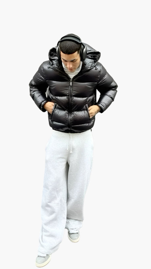Dallas | Stylische glänzende Herren-Steppjacke mit Kapuze