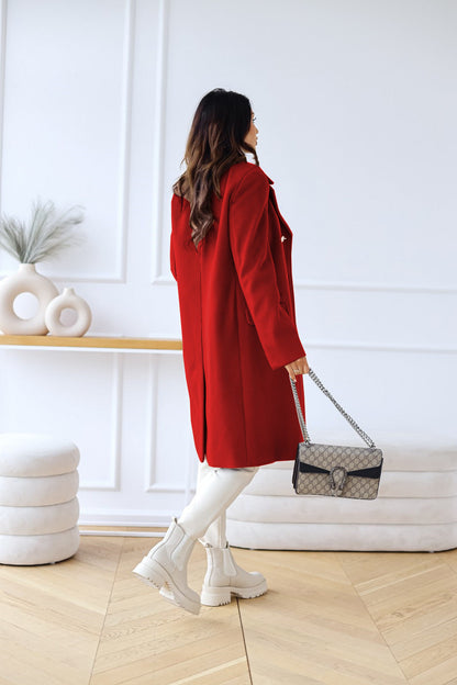 Women's Double-Breasted Wool Coat with Gold Buttons