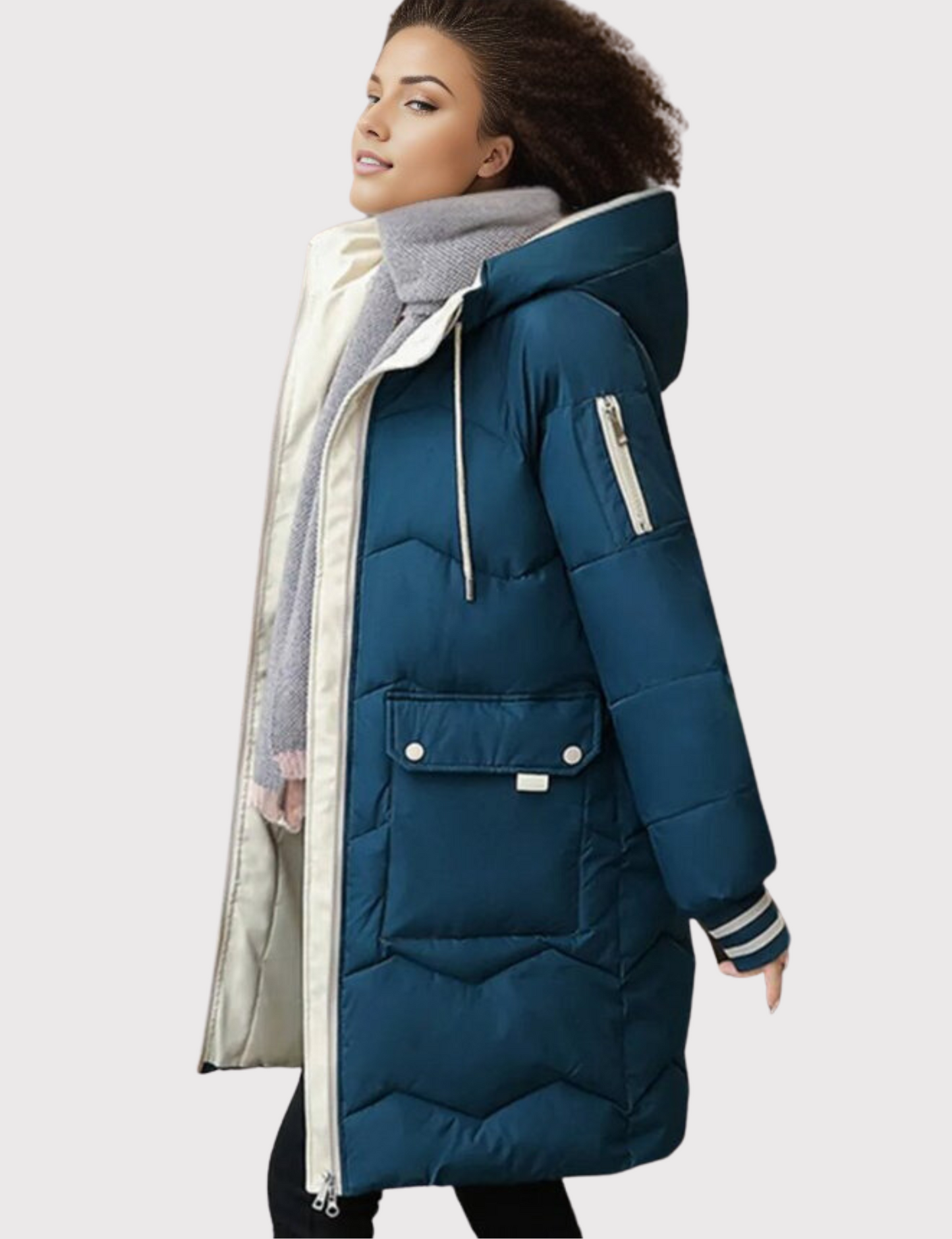 Destiny | Lässiger, langer, gefütterter Wintermantel für Damen