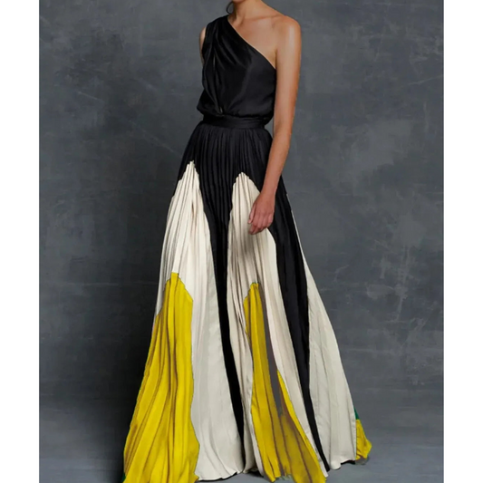 Bella | Damen Künstlerisches One-Shoulder-Maxikleid