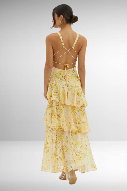 Maria | Women’s Elegant Floral Tiered Maxi Dress