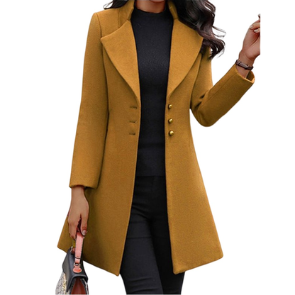Women's Notched Collar Trench Coat with Button Front
