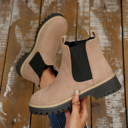 Women's Chelsea Boots – Chunky Lug Sole Ankle Boots with Elastic Side Panels