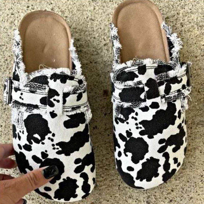 Trendy Printed Raw-Edge Flat Casual Shoes