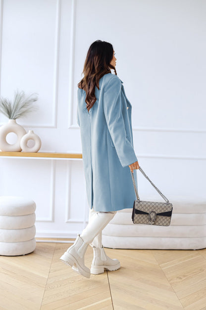Women's Double-Breasted Wool Coat with Gold Buttons