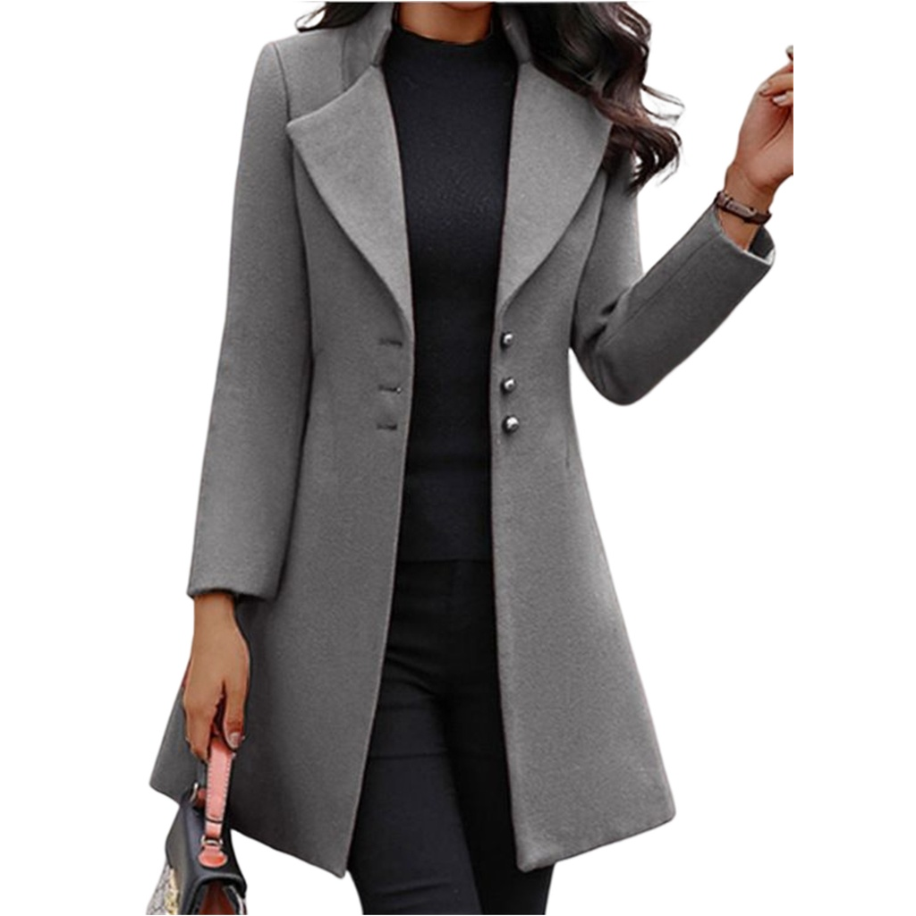 Women's Notched Collar Trench Coat with Button Front