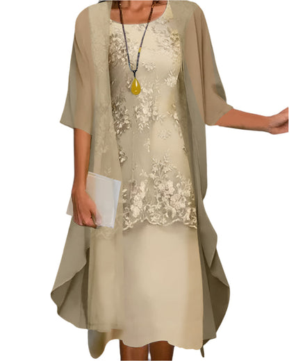 Ivy | Women Flowing Sheer Sleeve Midi Dress