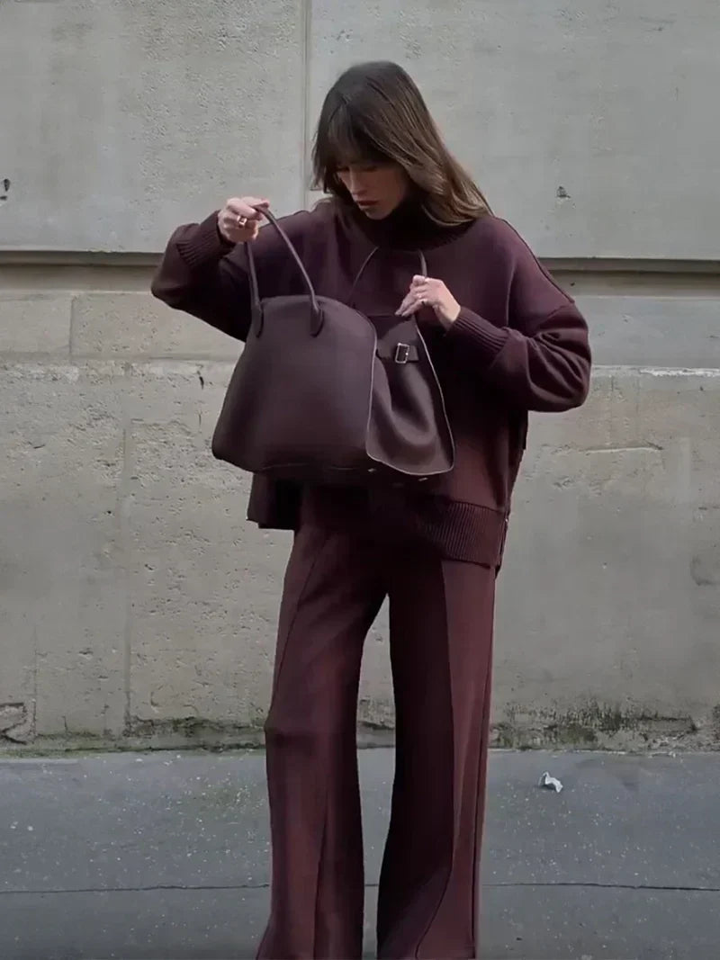 Women's Oversized Sweatshirt and Wide-Leg Pants Set
