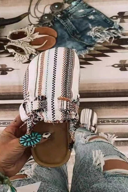 Trendy Printed Raw-Edge Flat Casual Shoes