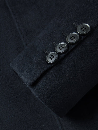 Men's Button-Front Overcoat Collar Pockets