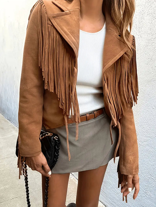 Dawn | Stylische Damen-Kurzjacke mit Fransenbesatz